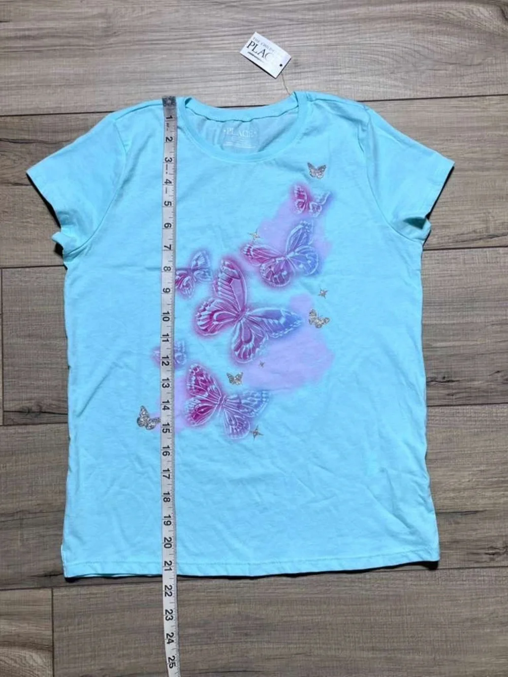 The Children’s Place Girls Short Sleeve Butterfly Graphic T-Shirt L Turquoise